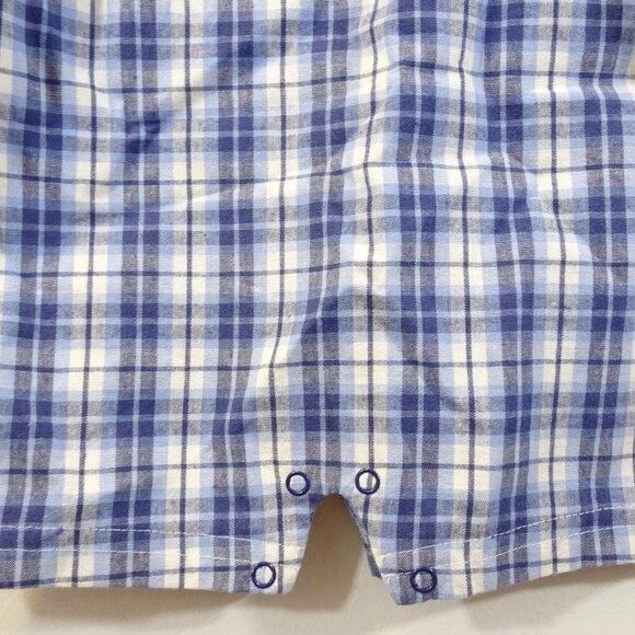 LITTLE ME Blue Plaid Shortalls Size 9Mos NEW Overalls Summer 100% Cotton - Picture 5 of 5